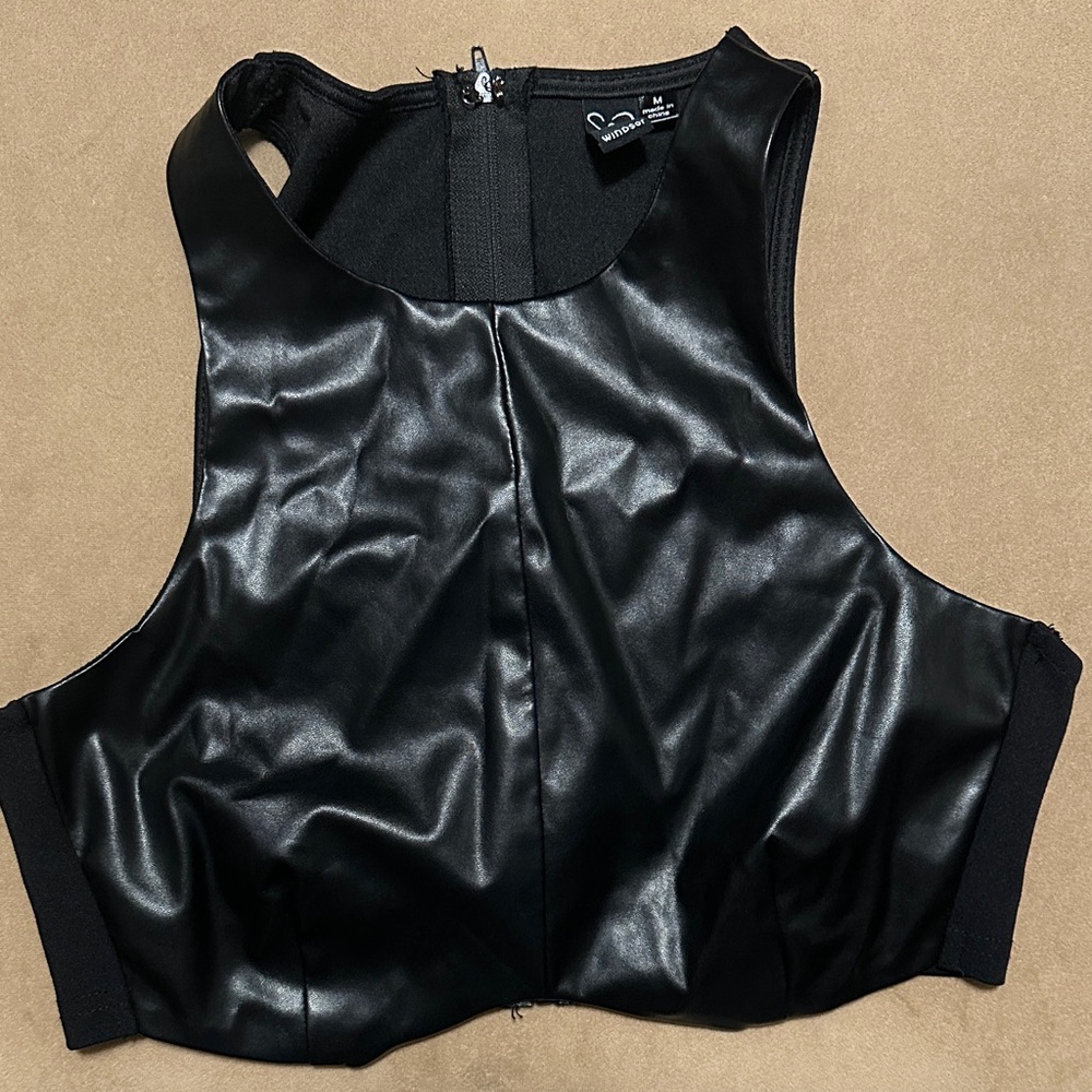 Windsor Black Faux Leather Crop Top